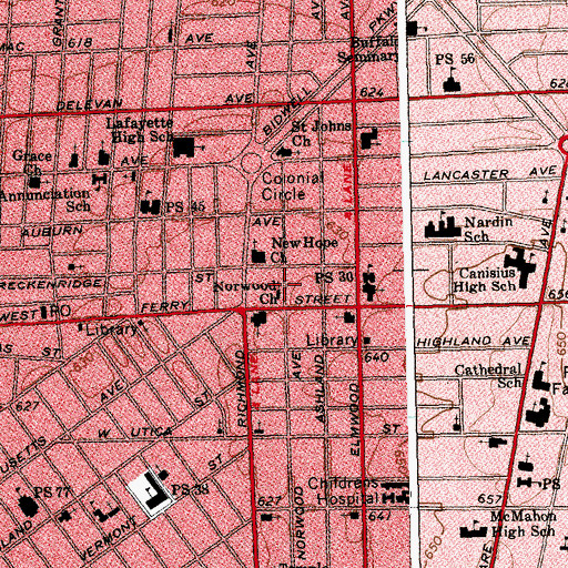 Topographic Map of Norwood Church, NY