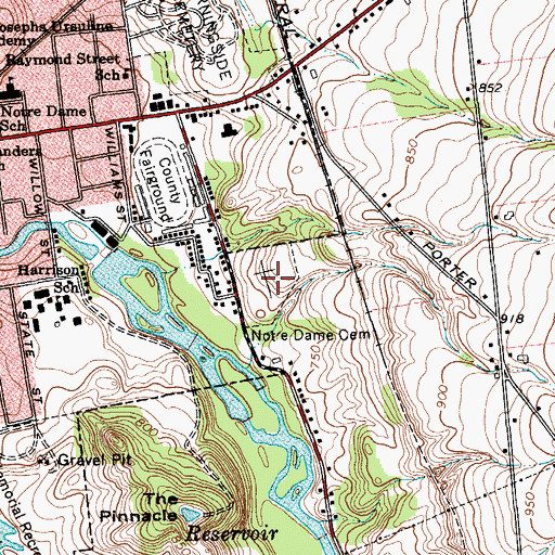 Topographic Map of Notre Dame Cemetery, NY