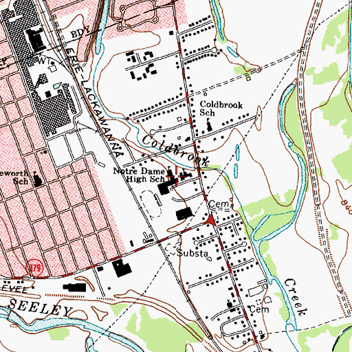 Topographic Map of Notre Dame High School, NY