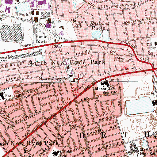 Topographic Map of Notre Dame School, NY