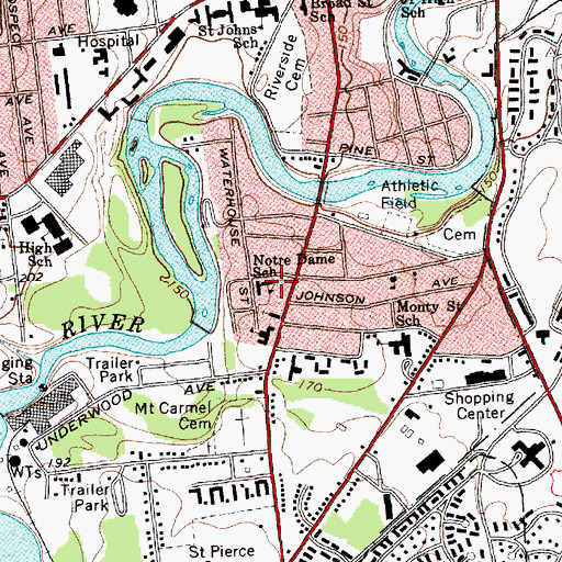 Topographic Map of Notre Dame School, NY