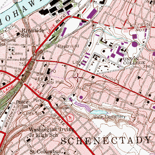 Topographic Map of Nott Terrace High School, NY