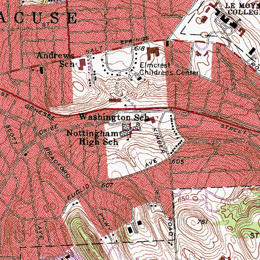 Topographic Map of Nottingham High School, NY