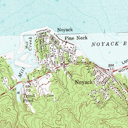 Topographic Map of Noyack, NY