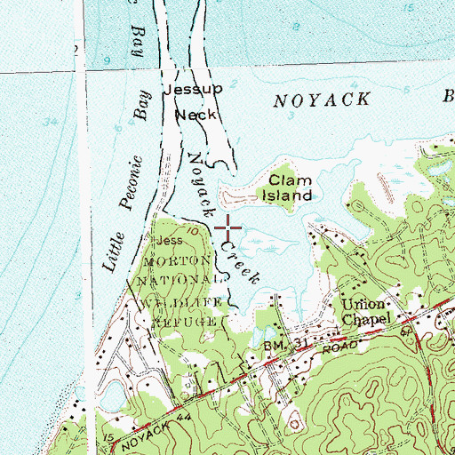 Topographic Map of Noyack Creek, NY
