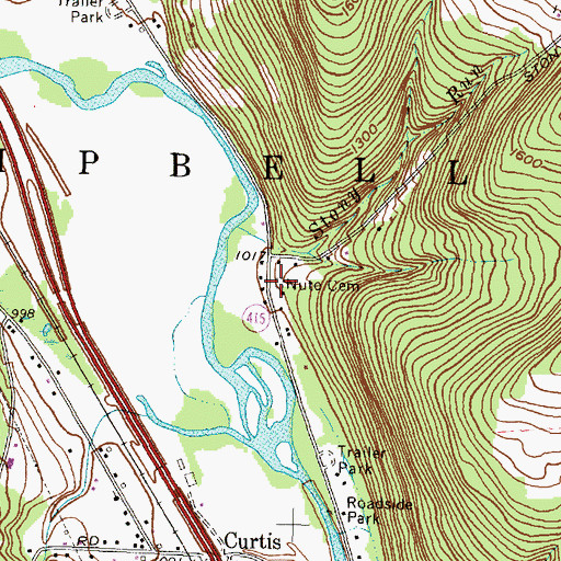 Topographic Map of Hillside Cemetery, NY