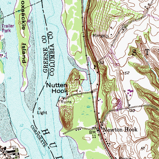 Topographic Map of Nutten Hook, NY