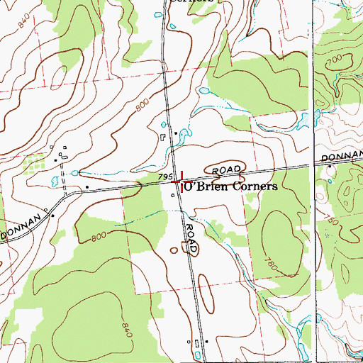 Topographic Map of O'Brien Corners, NY