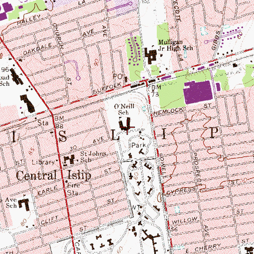 Topographic Map of Francis J O'Neill School, NY