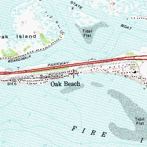 Topographic Map of Oak Beach, NY