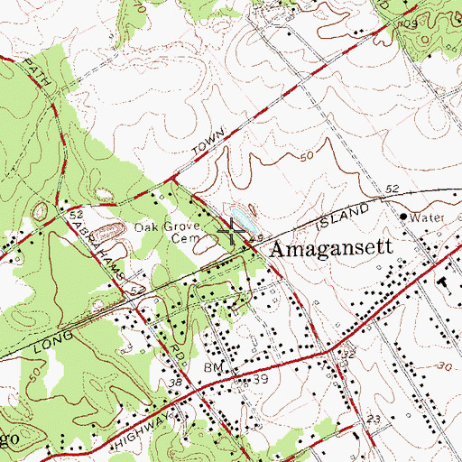 Topographic Map of Oak Grove Cemetery, NY
