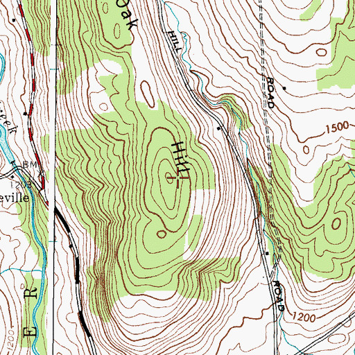 Topographic Map of Oak Hill, NY