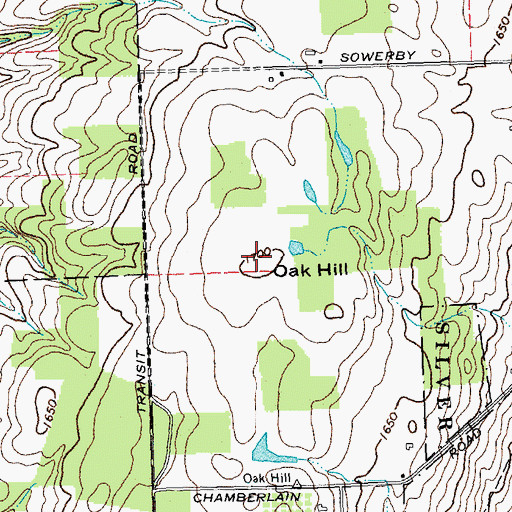 Topographic Map of Oak Hill, NY