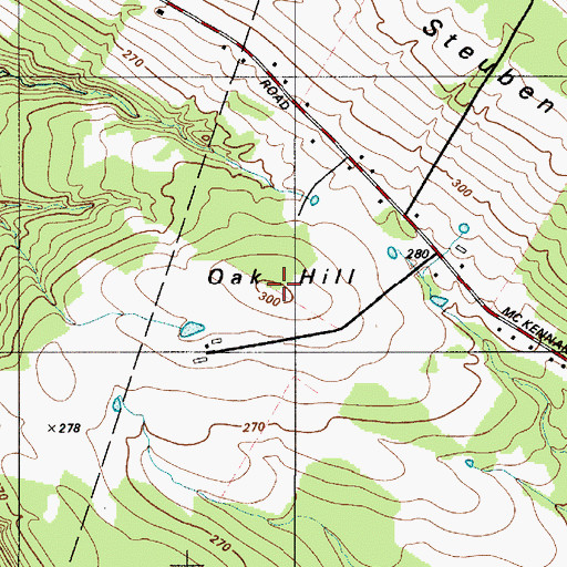 Topographic Map of Oak Hill, NY