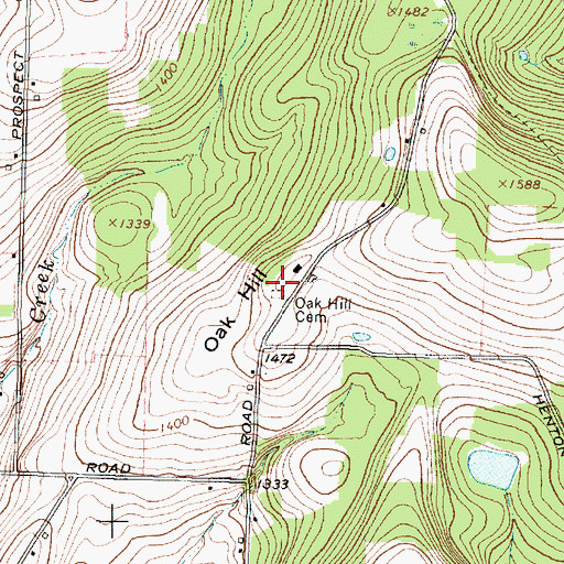 Topographic Map of Oak Hill Cemetery, NY