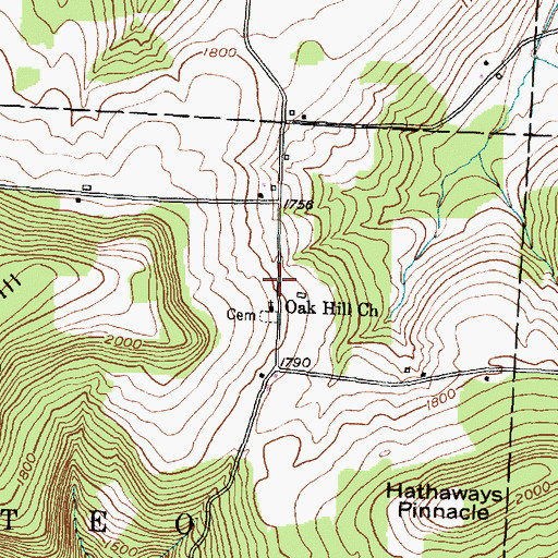 Topographic Map of Oak Hill Church, NY