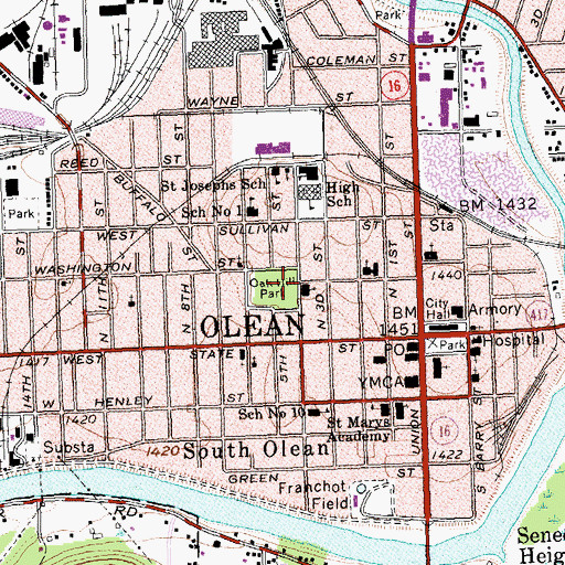 Topographic Map of Oak Hill Park, NY