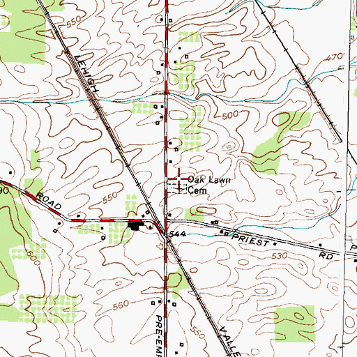 Topographic Map of Oak Lawn Cemetery, NY