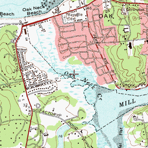 Topographic Map of Oak Neck Creek, NY