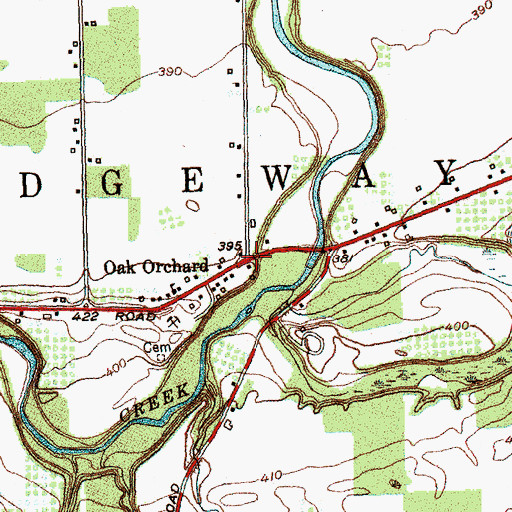 Topographic Map of Oak Orchard, NY