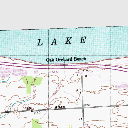 Topographic Map of Oak Orchard Beach, NY