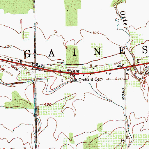 Topographic Map of Oak Orchard Cemetery, NY