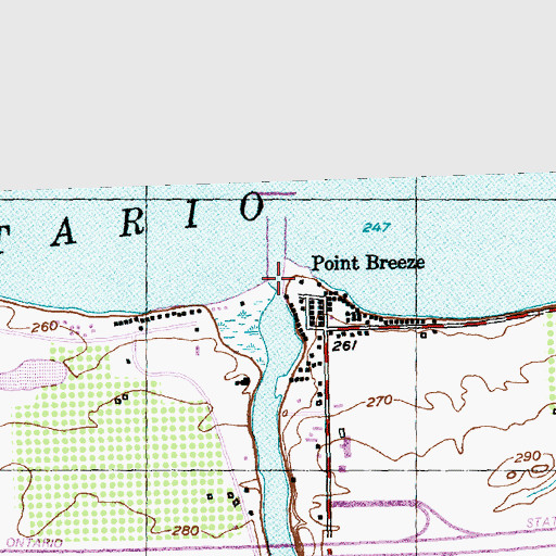 Topographic Map of Oak Orchard Creek, NY