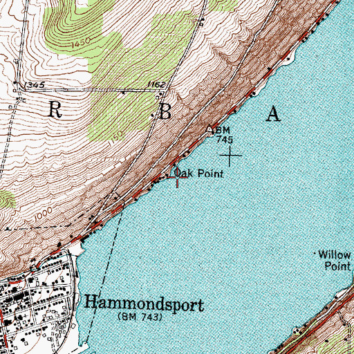 Topographic Map of Oak Point, NY