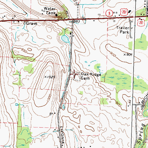 Topographic Map of Oak Ridge Cemetery, NY