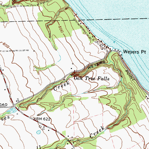 Topographic Map of Oak Tree Falls, NY