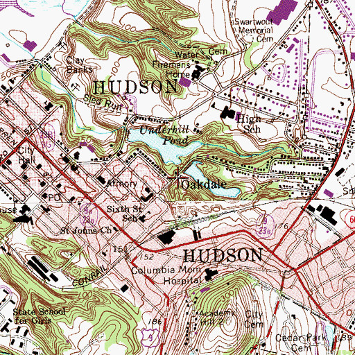 Topographic Map of Oakdale, NY