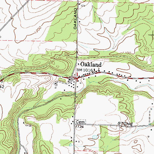 Topographic Map of Oakland, NY