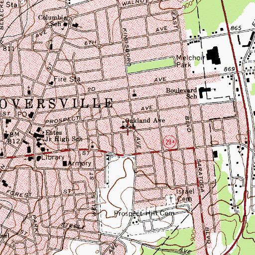 Topographic Map of Oakland Avenue School, NY