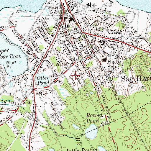 Topographic Map of Oakland Cemetery, NY