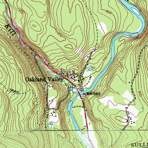 Topographic Map of Oakland Valley, NY