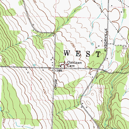 Topographic Map of Oaklawn Cemetery, NY