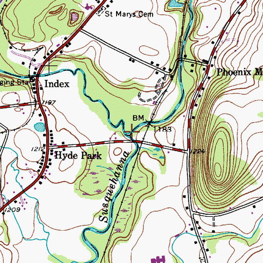 Topographic Map of Oaks Creek, NY