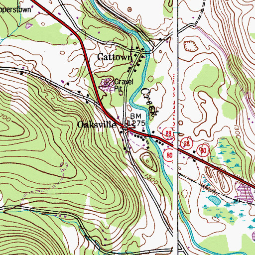 Topographic Map of Oaksville, NY