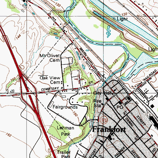 Topographic Map of Oak View Cemetery, NY