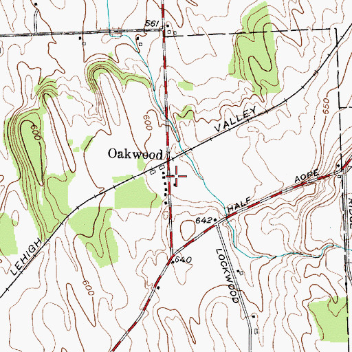 Topographic Map of Oakwood, NY