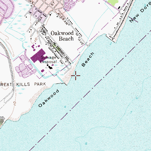 Topographic Map of Oakwood Beach, NY