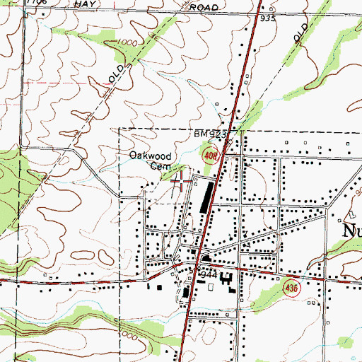 Topographic Map of Oakwood Cemetery, NY