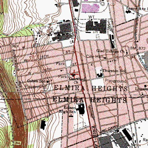 Topographic Map of Oakwood United Methodist Church, NY