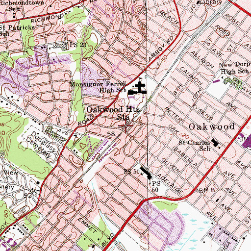 Topographic Map of Oakwood Heights Station, NY