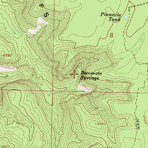 Topographic Map of Pocomate Springs, AZ