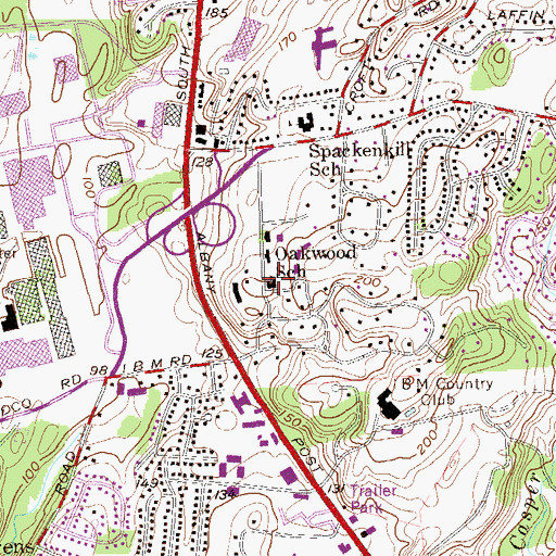 Topographic Map of Oakwood School, NY