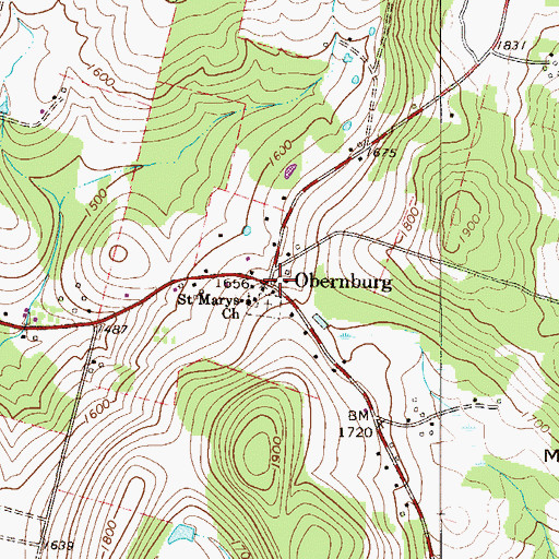 Topographic Map of Obernburg, NY
