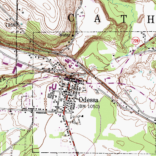 Topographic Map of Odessa, NY