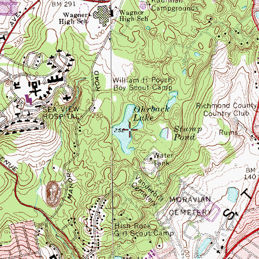 Topographic Map of Ohrback Lake, NY