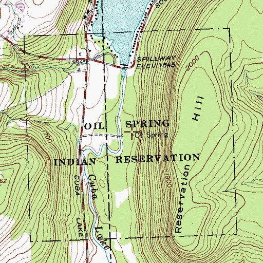 Topographic Map of Oil Springs Reservation, NY